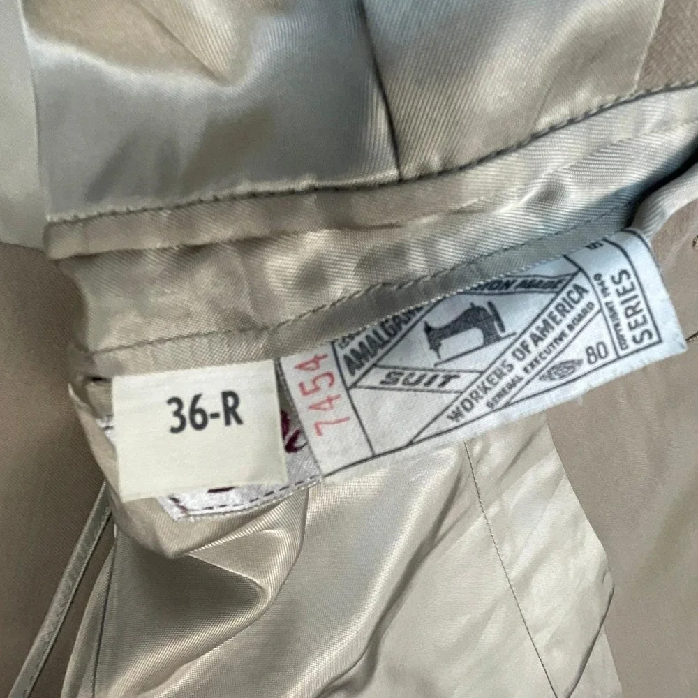 Vtg Carey Military Officer Jacket Mens 36R Buff‎ Cream Darcon Blend Dress Corps